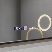 Καθρέφτης LED Francesca MotionGlow Sensor 60x80 cm Ζεστό/κρύο/ουδέτερο φως Dimmable Μαύρο πλαίσιο Βουρτσισμένο σύστημα αποθάμβωσης Thermometer Clock Marcello Funghi Collection Marcello Mirrors Προεπιλεγμένος τίτλος Alessandro Design