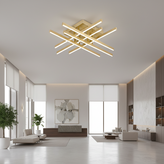 Πολυέλαιος LED με Τηλεχειριστήριο LINEX, 81W, Light 3000K/4000K/6000K, Dimmable, Gold LED Chandeliers with Remote Control Προεπιλεγμένος τίτλος Alessandro Design