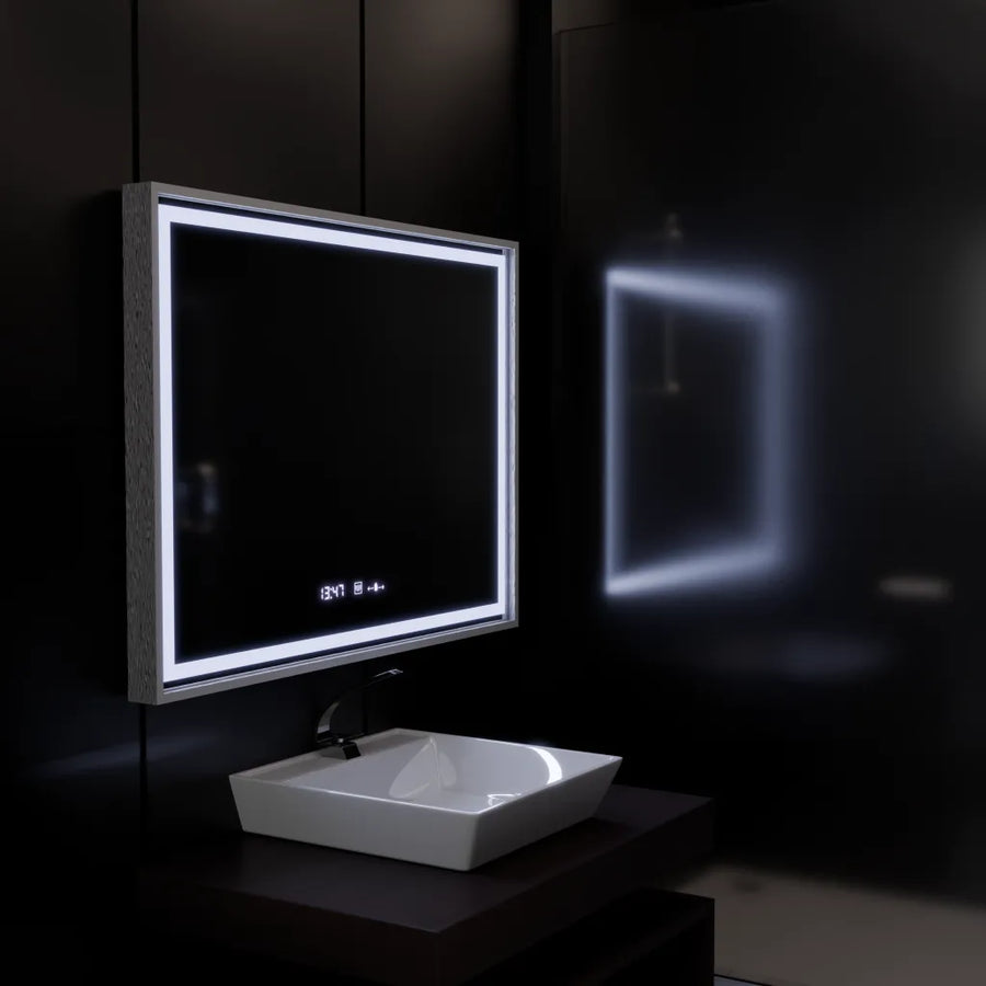 Ορθογώνιος καθρέφτης LED, 80x60 cm, Verite Imperial Silver Motion Glow Marcello, Σύστημα αποθαμβώματος, Ρολόι & Θερμόμετρο, Dimable Καθρέφτες Marcello Προεπιλεγμένος τίτλος Alessandro Design