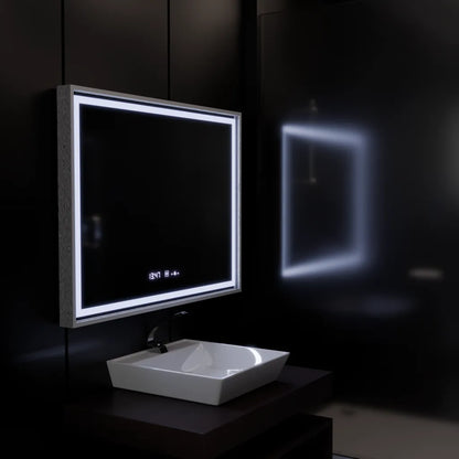 Ορθογώνιος καθρέφτης LED, 120x80cm, Verite Imperial Silver Motion Glow Marcello, Σύστημα αποθαμβώματος, Ρολόι & Θερμόμετρο, Καθρέφτες Dimable Marcello Προεπιλεγμένος τίτλος Alessandro Design