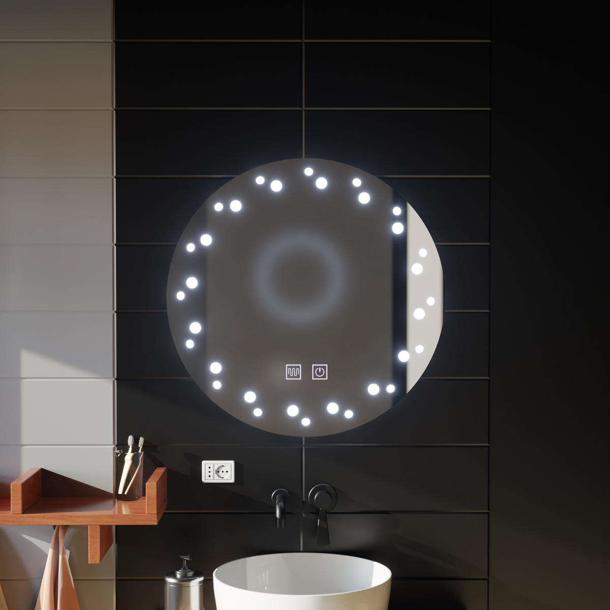 Καθρέφτης LED Touch Ivory Demist System 50X50cm Καθρέφτες Korman E Προεπιλεγμένος τίτλος Alessandro Design