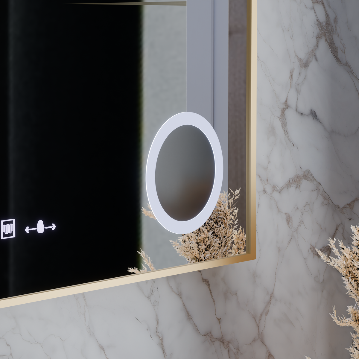 LED Mirror MotionGlow Sensor Rosalia 80x60 cm Θερμό/Ψυχρό/Ουδέτερο φως Σύστημα αποθάμβωσης Θερμόμετρο Ρολόι Marcello Funghi Collection Marcello Mirrors Προεπιλεγμένος τίτλος Alessandro Design