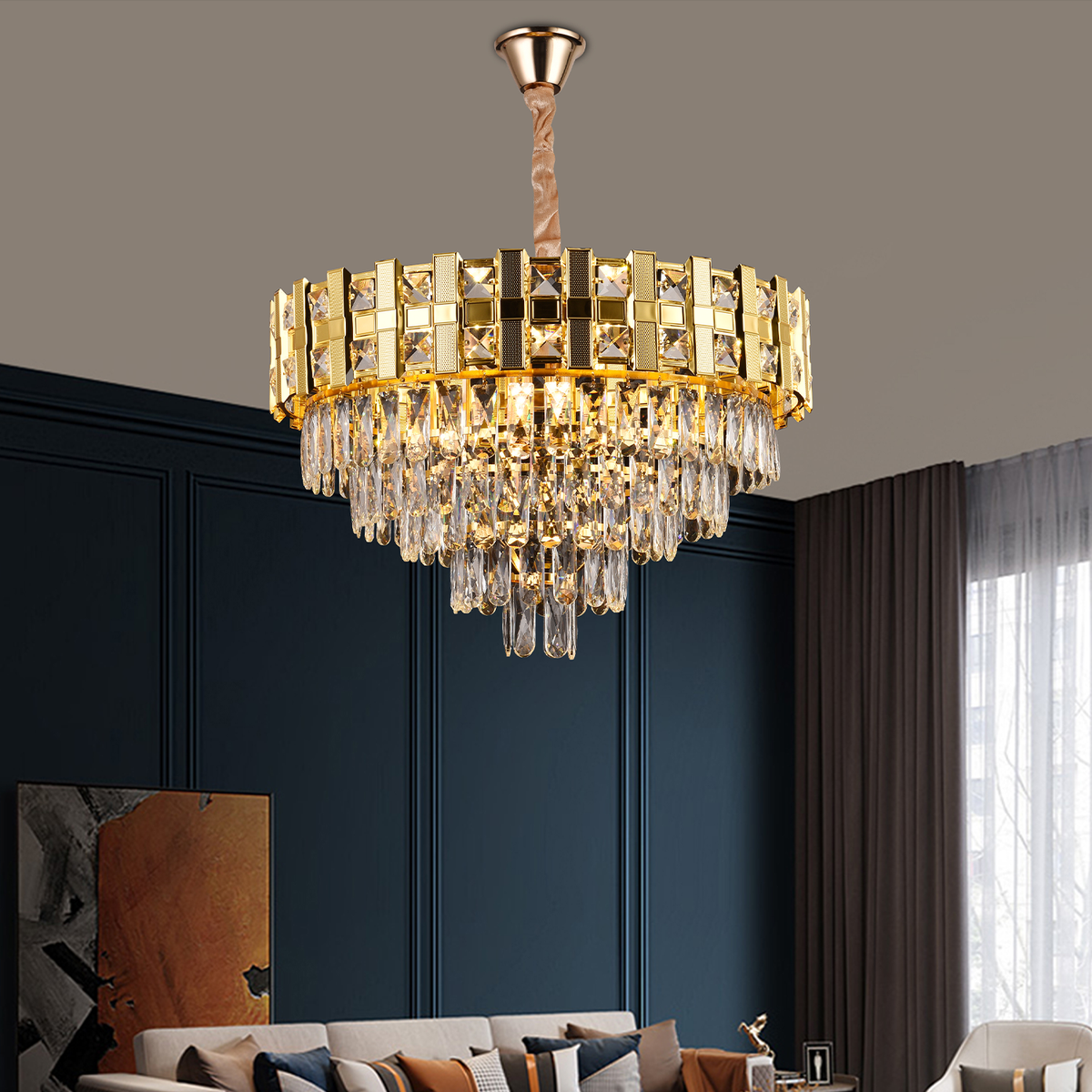 Cristal Candelabra BRAN Mango 8xE14, Διάμετρος 60cm, Γυαλιστερό χρυσό, Ρυθμιζόμενο ύψος Cristal Candelabra Προεπιλεγμένος τίτλος Alessandro Design