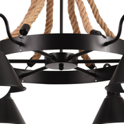Vintage πολυέλαιος με σχοινί LV584/6BK, 6xE27 Dark Wood Vintage Chandeliers Προεπιλεγμένος τίτλος Alessandro Design