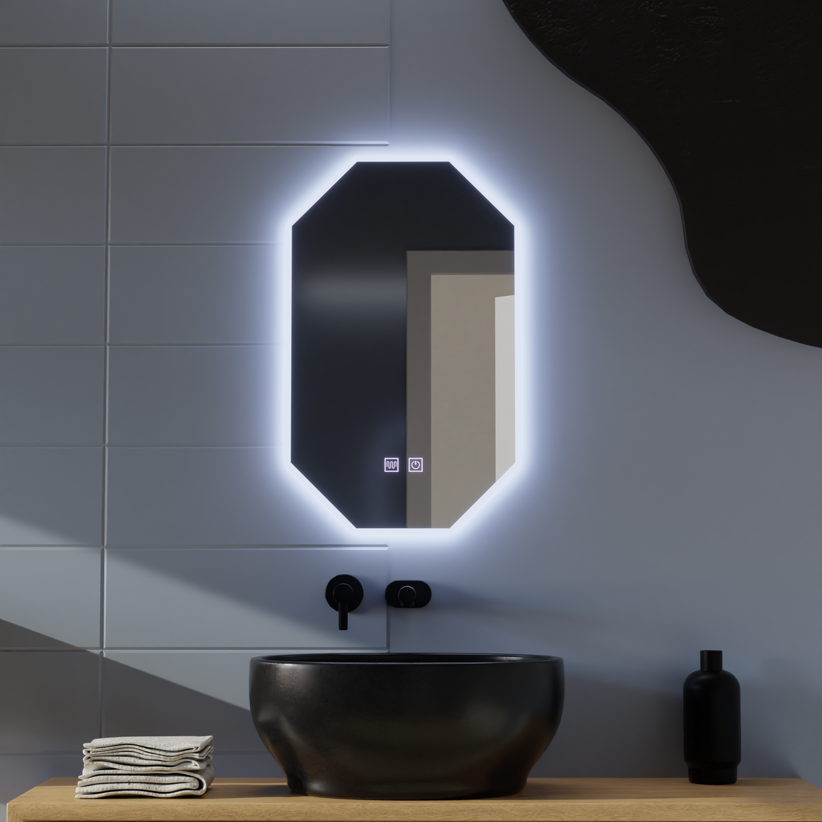 Polygon LED Mirror E43S/50X80, Light and Demister System, 50X80cm Καθρέφτης μπάνιου με LED και Demister Προεπιλεγμένος τίτλος Alessandro Design