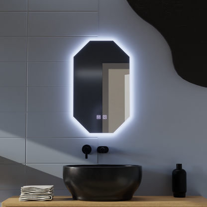 Polygon LED Mirror E43S/50X80, Light and Demister System, 50X80cm Καθρέφτης μπάνιου με LED και Demister Προεπιλεγμένος τίτλος Alessandro Design