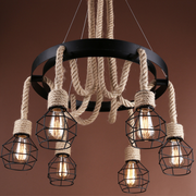 Wheel Chandelier LV580/6BK, 6xE27, Brown, Metal and String Vintage Chandeliers Προεπιλεγμένος τίτλος Alessandro Design
