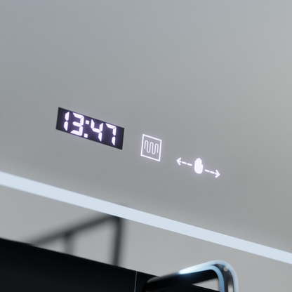 Ορθογώνιος καθρέφτης LED, 80x60 cm, MotionGlow Στυλ Marcello, Σύστημα αποθαμβώματος, Ρολόι & Θερμόμετρο, Καλλυντικός Μεγεθυντικός φακός, Dimable Marcello Mirrors Προεπιλεγμένος τίτλος Alessandro Design