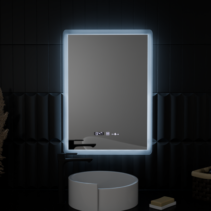Ορθογώνιος καθρέφτης LED, 50x70 cm, αισθητήρας ELANCEE MotionGlow Marcello, Σύστημα αποθαμβώματος, Ρολόι & Θερμόμετρο, Dimable Mirrors Marcello Προεπιλεγμένος τίτλος Alessandro Design