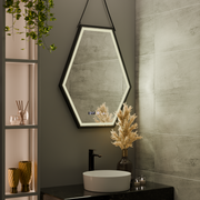 Ορθογώνιος καθρέφτης LED, 55x70 cm, Αισθητήρας Marcello MotionGlow, Σύστημα αποθολώματος, Ρολόι & Θερμόμετρο, Ρυθμιζόμενοι καθρέφτες Marcello Προεπιλεγμένος τίτλος Alessandro Design