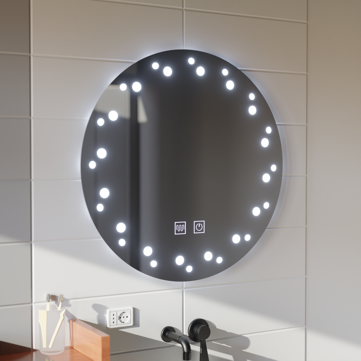 Καθρέφτης LED Touch Ivory Demist System 50X50cm Καθρέφτες Korman E Προεπιλεγμένος τίτλος Alessandro Design