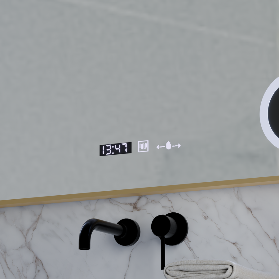LED Mirror MotionGlow Sensor Rosalia 80x60 cm Θερμό/Ψυχρό/Ουδέτερο φως Σύστημα αποθάμβωσης Θερμόμετρο Ρολόι Marcello Funghi Collection Marcello Mirrors Προεπιλεγμένος τίτλος Alessandro Design
