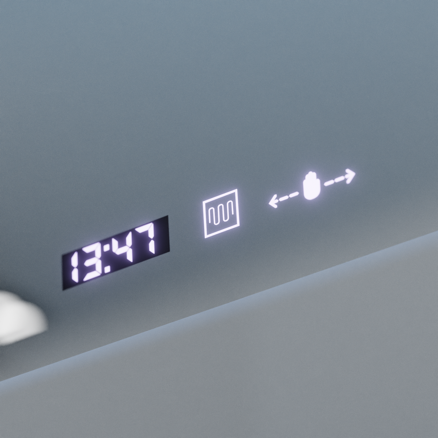 Ορθογώνιος καθρέφτης LED, 100x65 cm, Verite Royale Gold Motion Glow Marcello, Σύστημα αποθάμβωσης, Ρολόι & Θερμόμετρο, Dimable Mirrors Marcello Προεπιλεγμένος τίτλος Alessandro Design