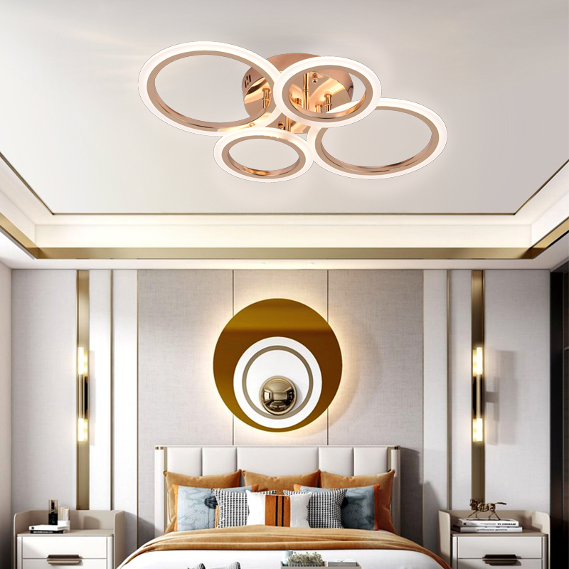 Πολυέλαιος LED με τηλεχειριστήριο BETTY 43W, 4 κύκλοι, κρύο/θερμ/ουδέτερο φως, ρυθμιζόμενο, γυαλιστερό χρυσό