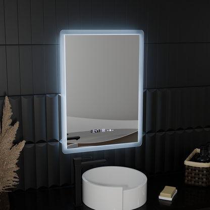 Ορθογώνιος καθρέφτης LED, 50x70 cm, αισθητήρας ELANCEE MotionGlow Marcello, Σύστημα αποθαμβώματος, Ρολόι & Θερμόμετρο, Dimable Mirrors Marcello Προεπιλεγμένος τίτλος Alessandro Design