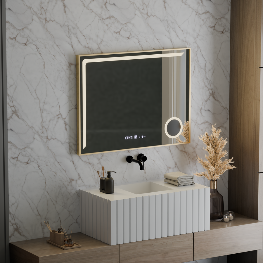 LED Mirror MotionGlow Sensor Rosalia 80x60 cm Θερμό/Ψυχρό/Ουδέτερο φως Σύστημα αποθάμβωσης Θερμόμετρο Ρολόι Marcello Funghi Collection Marcello Mirrors Προεπιλεγμένος τίτλος Alessandro Design