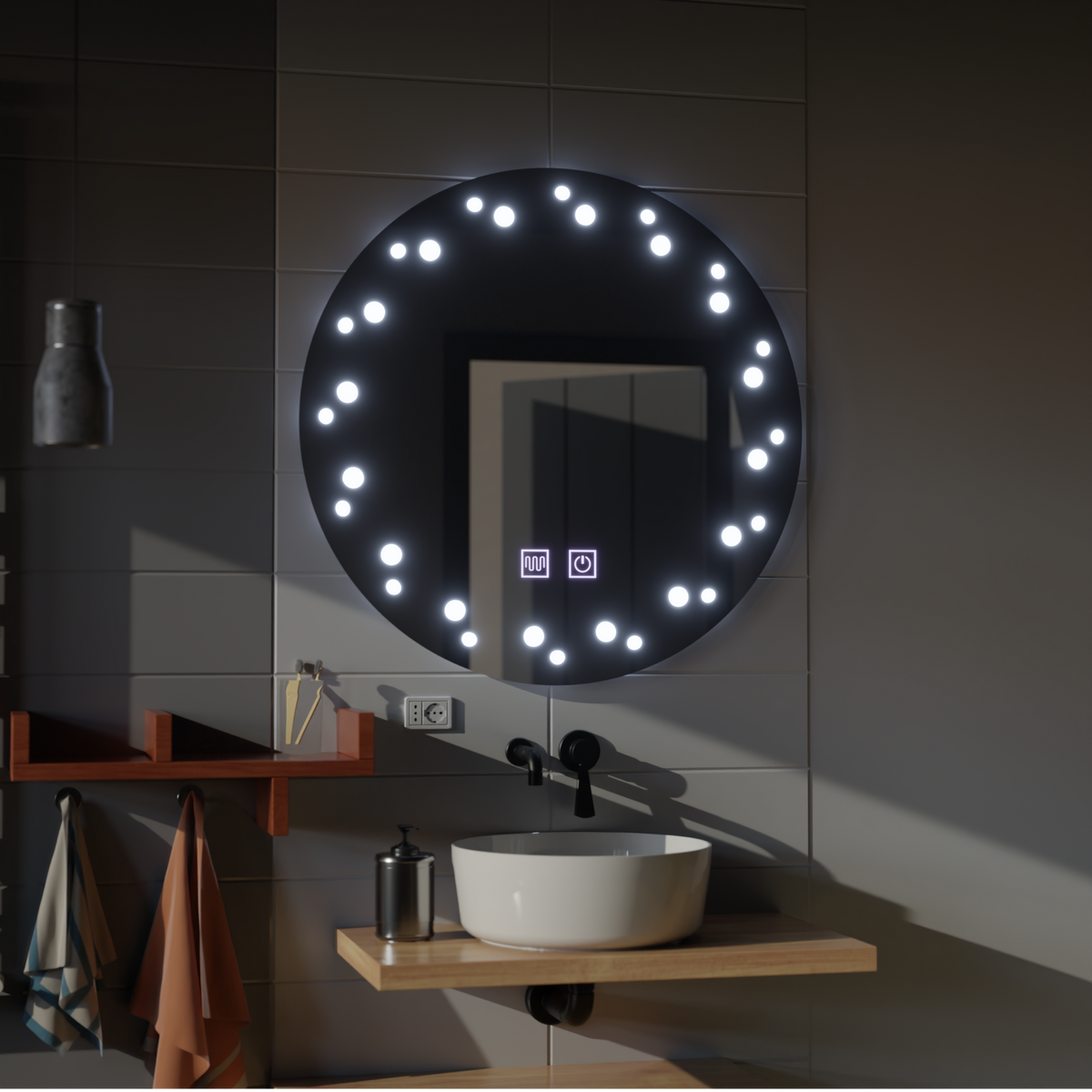 Καθρέφτης LED Touch Ivory Demist System 50X50cm Καθρέφτες Korman E Προεπιλεγμένος τίτλος Alessandro Design