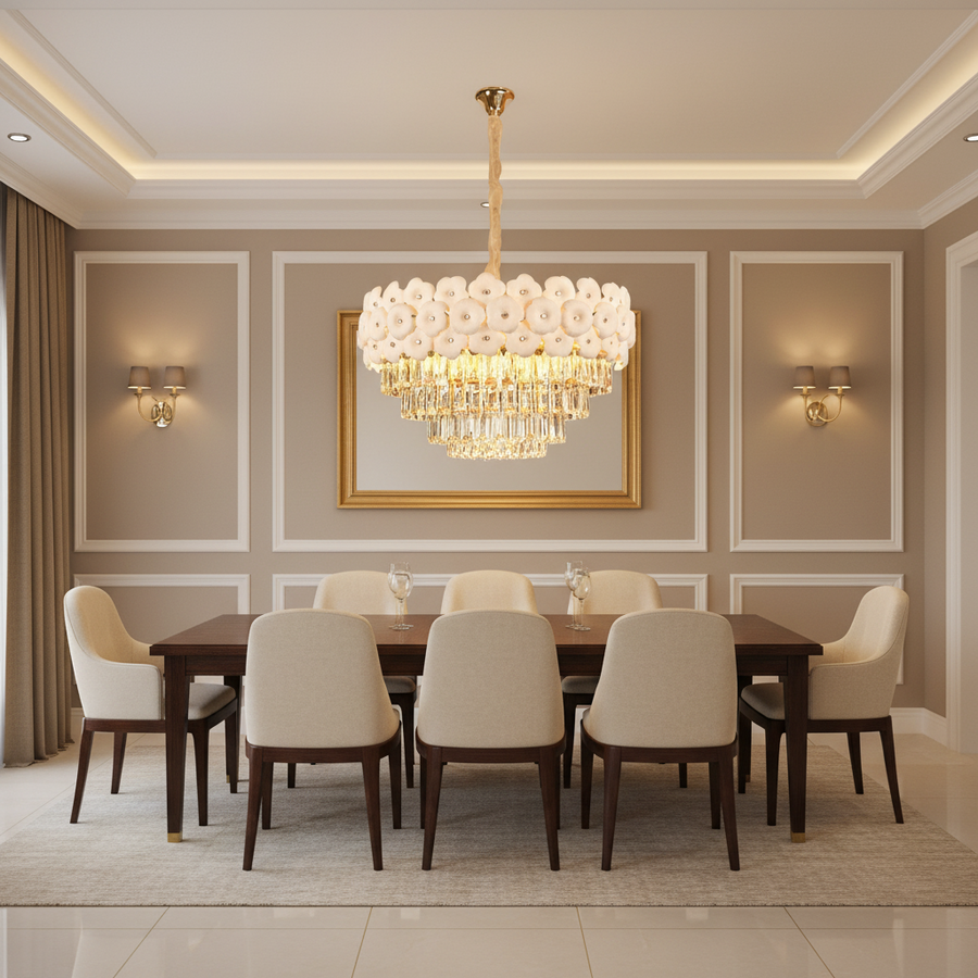 Crystal Chandelier PETAL Magno 13xE14, D60 cm, Χρυσό, Ρυθμιζόμενο Ύψος, Metal and Crystal Crystal Chandeliers Προεπιλεγμένος τίτλος Alessandro Design
