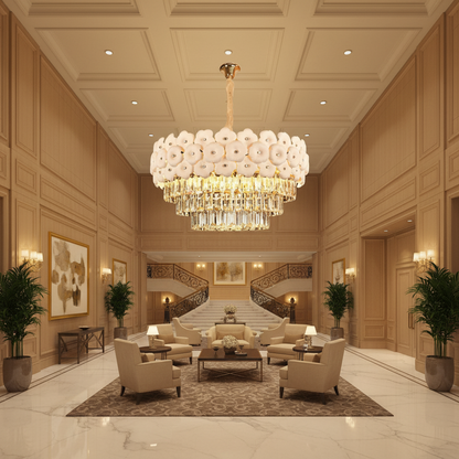 Crystal Chandelier PETAL Magno 13xE14, D60 cm, Χρυσό, Ρυθμιζόμενο Ύψος, Metal and Crystal Crystal Chandeliers Προεπιλεγμένος τίτλος Alessandro Design