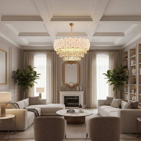 Crystal Chandelier PETAL Magno 13xE14, D60 cm, Χρυσό, Ρυθμιζόμενο Ύψος, Metal and Crystal Crystal Chandeliers Προεπιλεγμένος τίτλος Alessandro Design