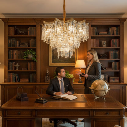 Crystal Chandelier VETRA Nobile 6xE14, D40 cm, Χρυσό, Ρυθμιζόμενο Ύψος, Μέταλλο και Κρύσταλλο