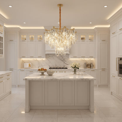 Crystal Chandelier VETRA Nobile 6xE14, D40 cm, Χρυσό, Ρυθμιζόμενο Ύψος, Μέταλλο και Κρύσταλλο