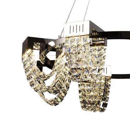 Κρυστάλλινος πολυέλαιος LED 24W, STRATUS Regalis, διάμετρος 80 cm, γυαλιστερό χρώμιο, ρυθμιζόμενο ύψος, θερμό ουδέτερο ψυχρό φως 3000K/4000K/6000K, μεταλλικοί και κρύσταλλοι πολυέλαιοι Προεπιλεγμένος τίτλος Alessandro Design
