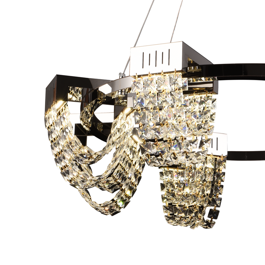 Κρυστάλλινος πολυέλαιος LED 24W, STRATUS Regalis, διάμετρος 80 cm, γυαλιστερό χρώμιο, ρυθμιζόμενο ύψος, θερμό ουδέτερο ψυχρό φως 3000K/4000K/6000K, μεταλλικοί και κρύσταλλοι πολυέλαιοι Προεπιλεγμένος τίτλος Alessandro Design