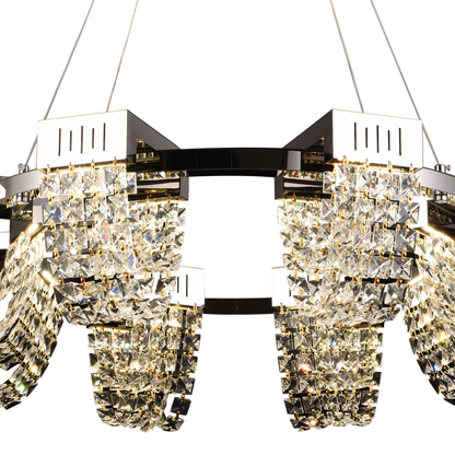 Κρυστάλλινος πολυέλαιος LED 24W, STRATUS Regalis, διάμετρος 80 cm, γυαλιστερό χρώμιο, ρυθμιζόμενο ύψος, θερμό ουδέτερο ψυχρό φως 3000K/4000K/6000K, μεταλλικοί και κρύσταλλοι πολυέλαιοι Προεπιλεγμένος τίτλος Alessandro Design