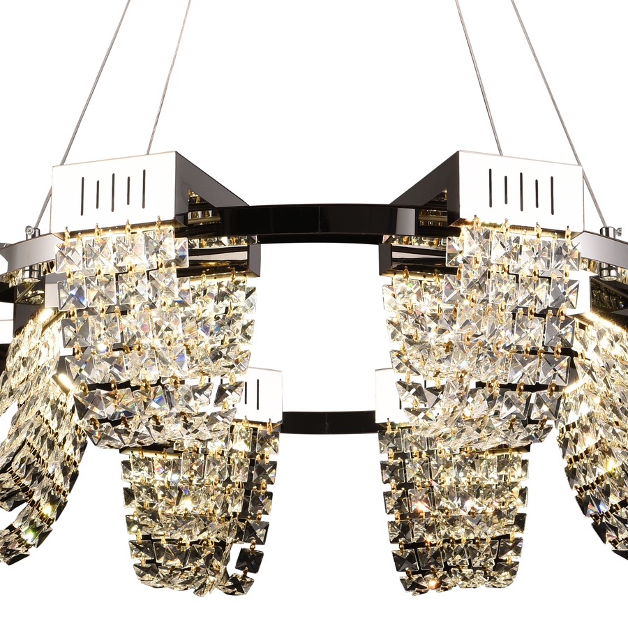 Κρυστάλλινος πολυέλαιος LED 24W, STRATUS Regalis, διάμετρος 80 cm, γυαλιστερό χρώμιο, ρυθμιζόμενο ύψος, θερμό ουδέτερο ψυχρό φως 3000K/4000K/6000K, μεταλλικοί και κρύσταλλοι πολυέλαιοι Προεπιλεγμένος τίτλος Alessandro Design