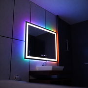Ορθογώνιος καθρέφτης LED, 100x60 cm, Verite MotionGlow Marcello, Σύστημα αποθαμβώματος, Ρολόι & Θερμόμετρο, Ρυθμιζόμενο, W09/100X60BTRGB Καθρέφτες Marcello Προεπιλεγμένος τίτλος Alessandro Design