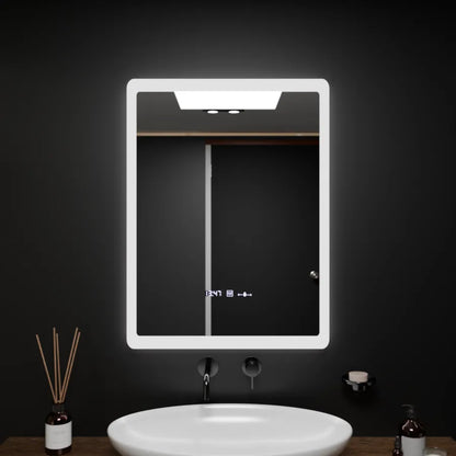Ορθογώνιος καθρέφτης LED, 60x80 cm, αισθητήρας ELANCEE MotionGlow Marcello, Σύστημα αποθαμβώματος, Ρολόι & Θερμόμετρο, Dimable Mirrors Marcello Προεπιλεγμένος τίτλος Alessandro Design