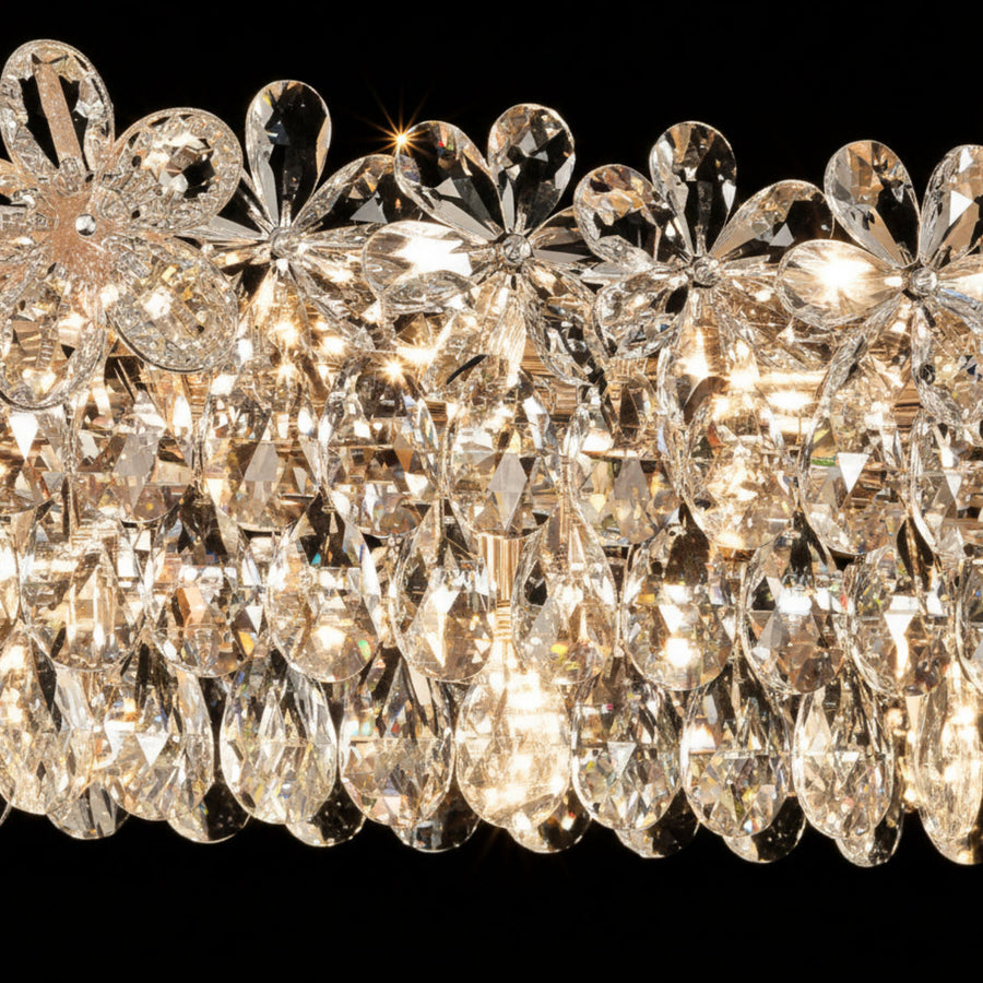 Regalis Crystal Chandelier 11x E14, 80cm, Γυαλιστερό Χρυσό, Ρυθμιζόμενο Ύψος, Μέταλλο και Κρύσταλλο