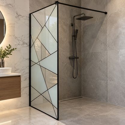 SASKATCHEWAN Οθόνη ντους Walk-In, 100x195cm, Μεταλλική, Διαφανής και Μαύρη