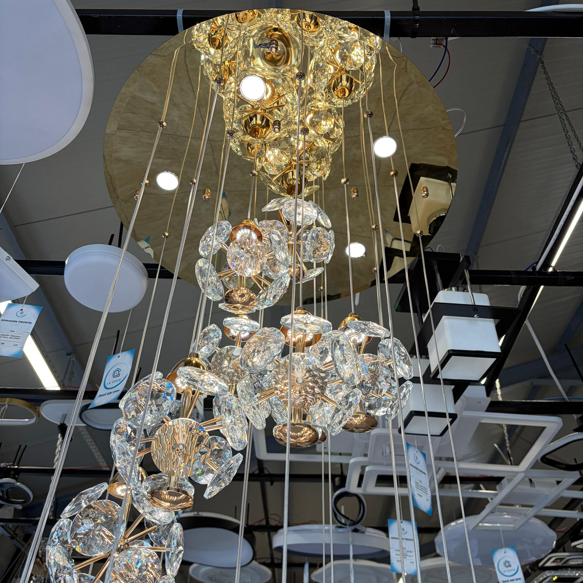 Crystal LED KILKENNY Culmino Chandelier, 144W, Neutral Light, Diameter 60cm, Gold Modern Chandeliers Προεπιλεγμένος τίτλος Alessandro Design