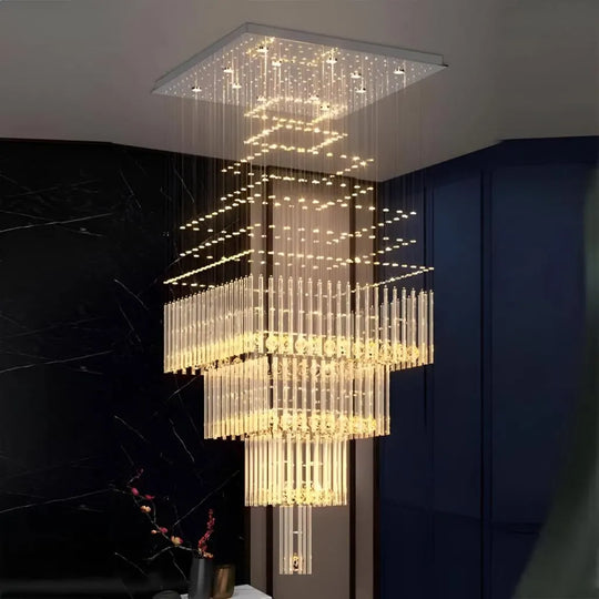 LED Crystal Chandelier 80W FLORENTIA Gold, Διάμετρος 50cm, Ύψος 200cm, Ladder Model Crystal Chandelier Προεπιλεγμένος τίτλος Alessandro Design