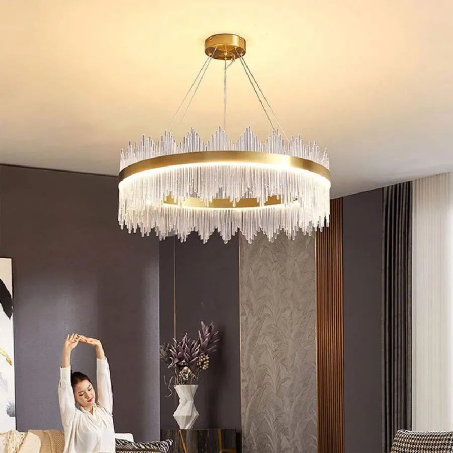 Πολυέλαιος LED με τηλεχειριστήριο Aurelio 133W Dimable Gold Chandelier Crystal Προεπιλεγμένος τίτλος Alessandro Design