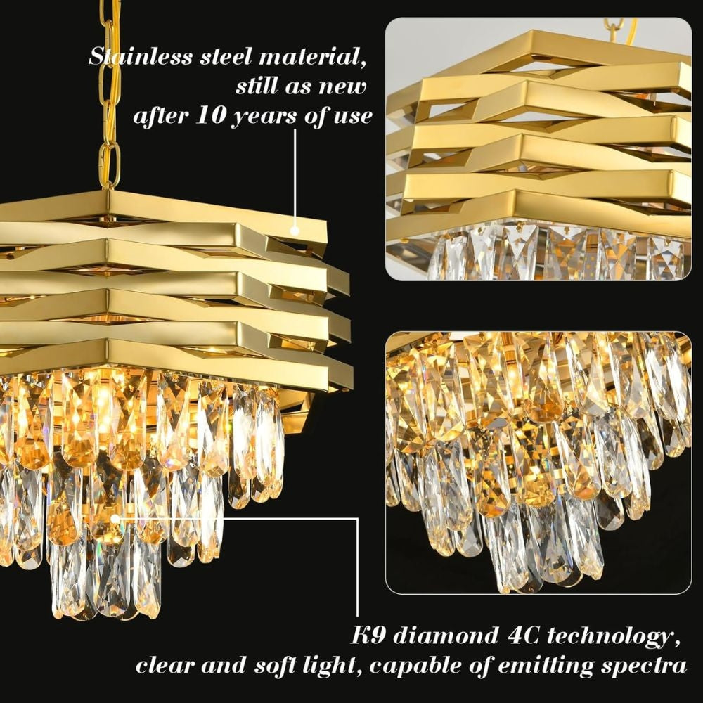 HEXA Crystal Chandelier Ø30cm 3xE14 Gold Adjustable Height Crystal Chandelier Προεπιλεγμένος τίτλος Alessandro Design