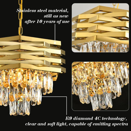 HEXA Crystal Chandelier Ø30cm 3xE14 Gold Adjustable Height Crystal Chandelier Προεπιλεγμένος τίτλος Alessandro Design