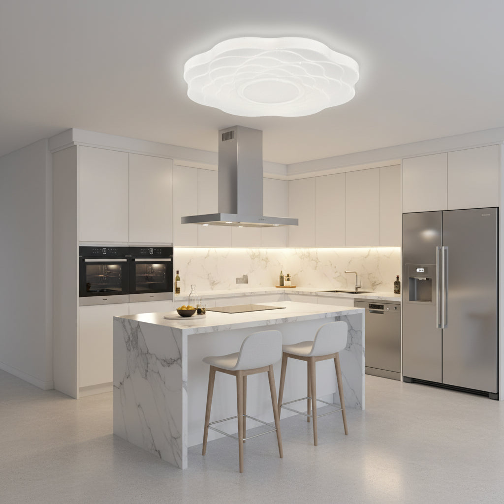 Φωτιστικό οροφής LED λουλουδιών 35 cm, 32W, 3000K / 4000K / 6000K, Λευκά, μεταλλικά και ακρυλικά φωτιστικά οροφής LED Προεπιλεγμένος τίτλος Alessandro Design