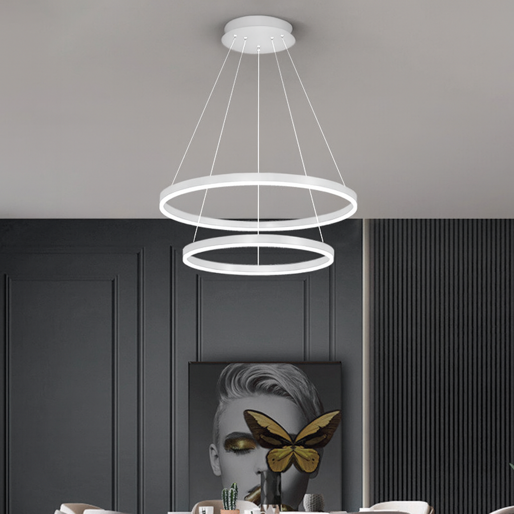 Κρεμαστός πολυέλαιος LED με τηλεχειριστήριο CASIANA 41W, 2 κύκλοι, κρύο/θερμό/ουδέτερο φως, ρυθμιζόμενο, λευκό, ρυθμιζόμενο ύψος πολυέλαιοι LED με τηλεχειριστήριο Προεπιλεγμένος τίτλος Alessandro Design