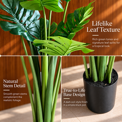 Τεχνητό φυτό Τύπος Monstera Deliciosa, Με Πλούσια Φύλλα, 160 cm, Πράσινο