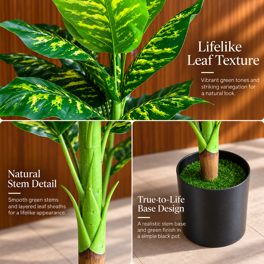 Τεχνητό φυτό Τύπος Dieffenbachia, 100 cm, Πράσινο
