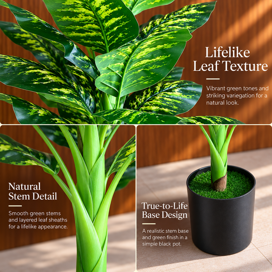 Τεχνητό φυτό Τύπος Dieffenbachia, 150 cm, Πράσινο