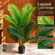 Τεχνητή Areca Φυτό Τύπου Φοίνικα, 12 φύλλα, 120 cm, Πράσινο