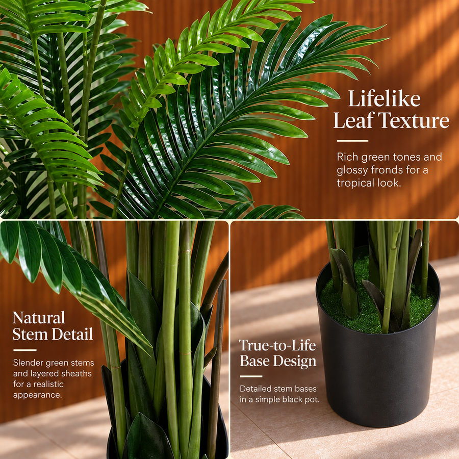 Τεχνητή Areca Φυτό Τύπου Φοίνικα, 12 φύλλα, 120 cm, Πράσινο