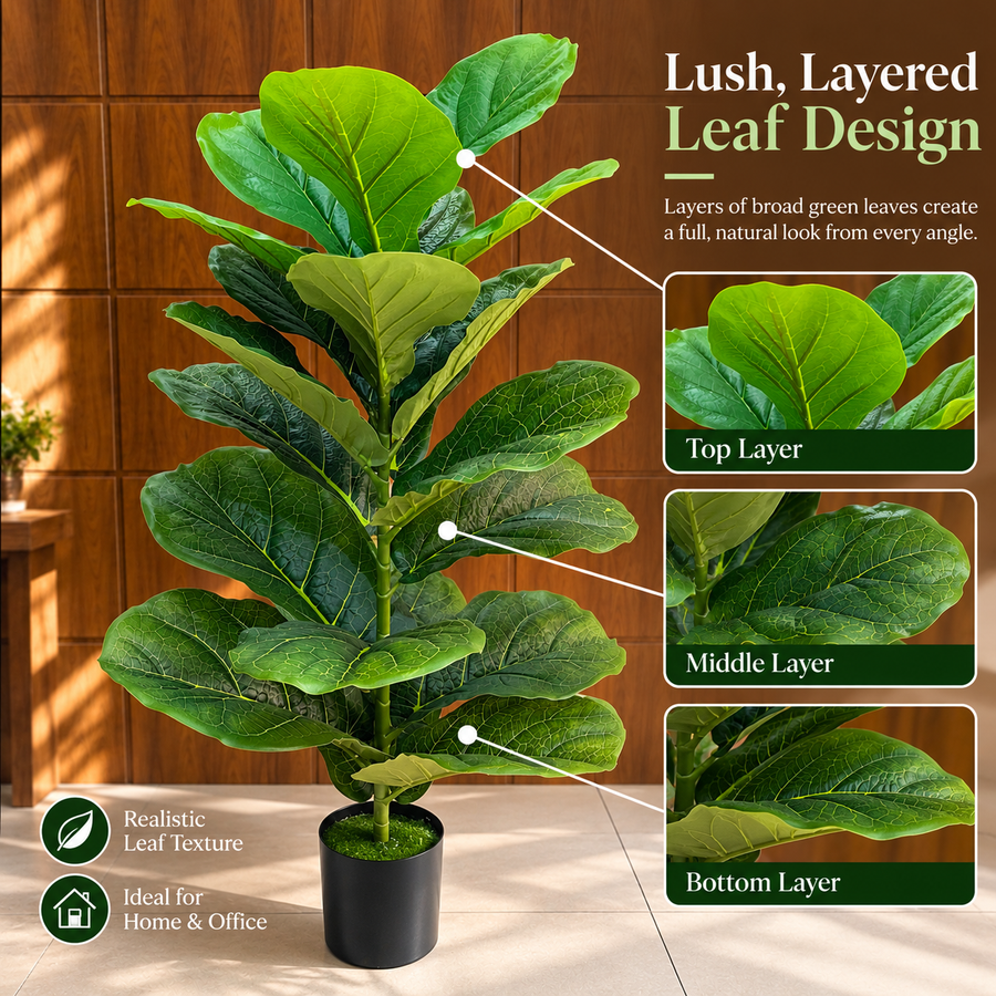 Συκιά Τεχνητό Φυτό, 70 cm, Πράσινο, με Γλάστρα