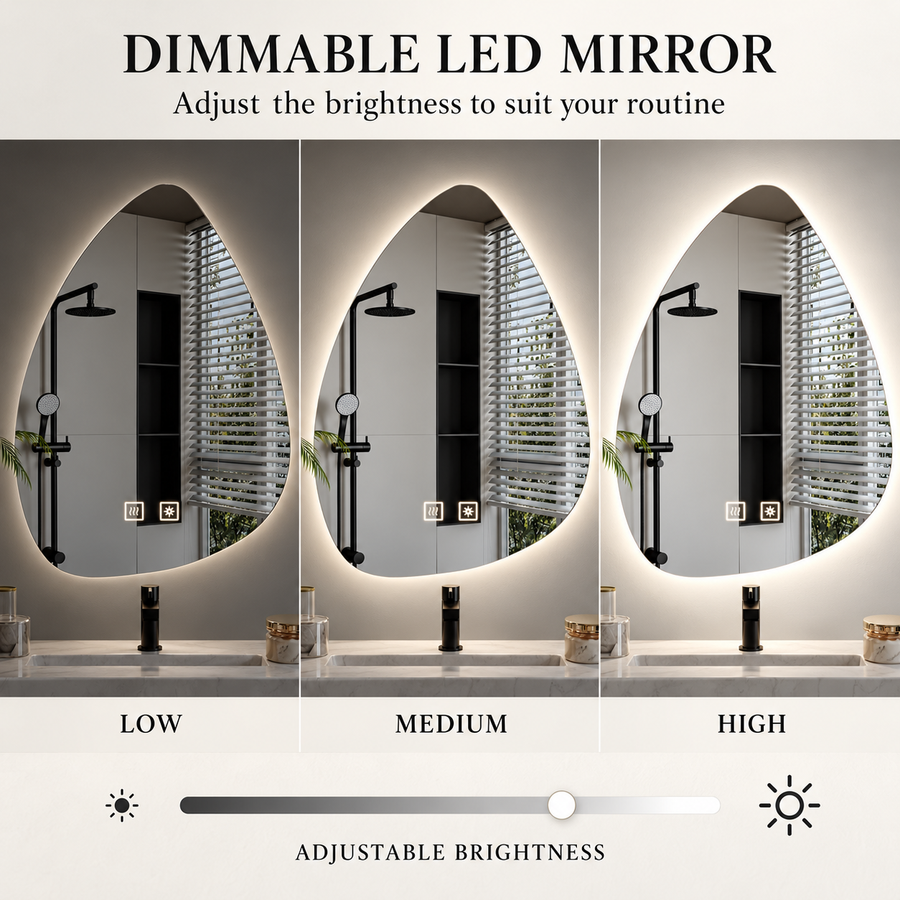 Καθρέφτης LED Οργανικός 40x60cm, Ψυχρός Φως, Σύστημα Demister, Dimmable