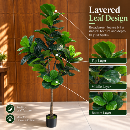 Τεχνητό Φυτό Δέντρο Τύπος Ficus, 180 cm, Πράσινο, με Γλάστρα