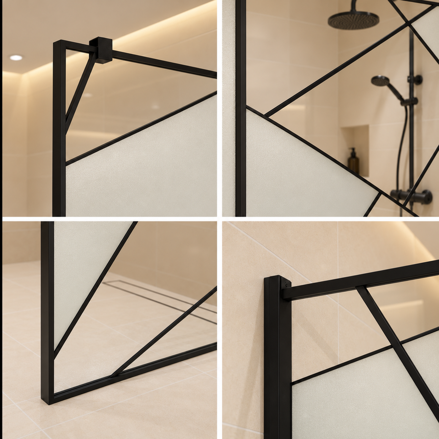 SASKATCHEWAN Οθόνη ντους Walk-In, 70x195cm, Μεταλλική, Διαφανής και Μαύρη